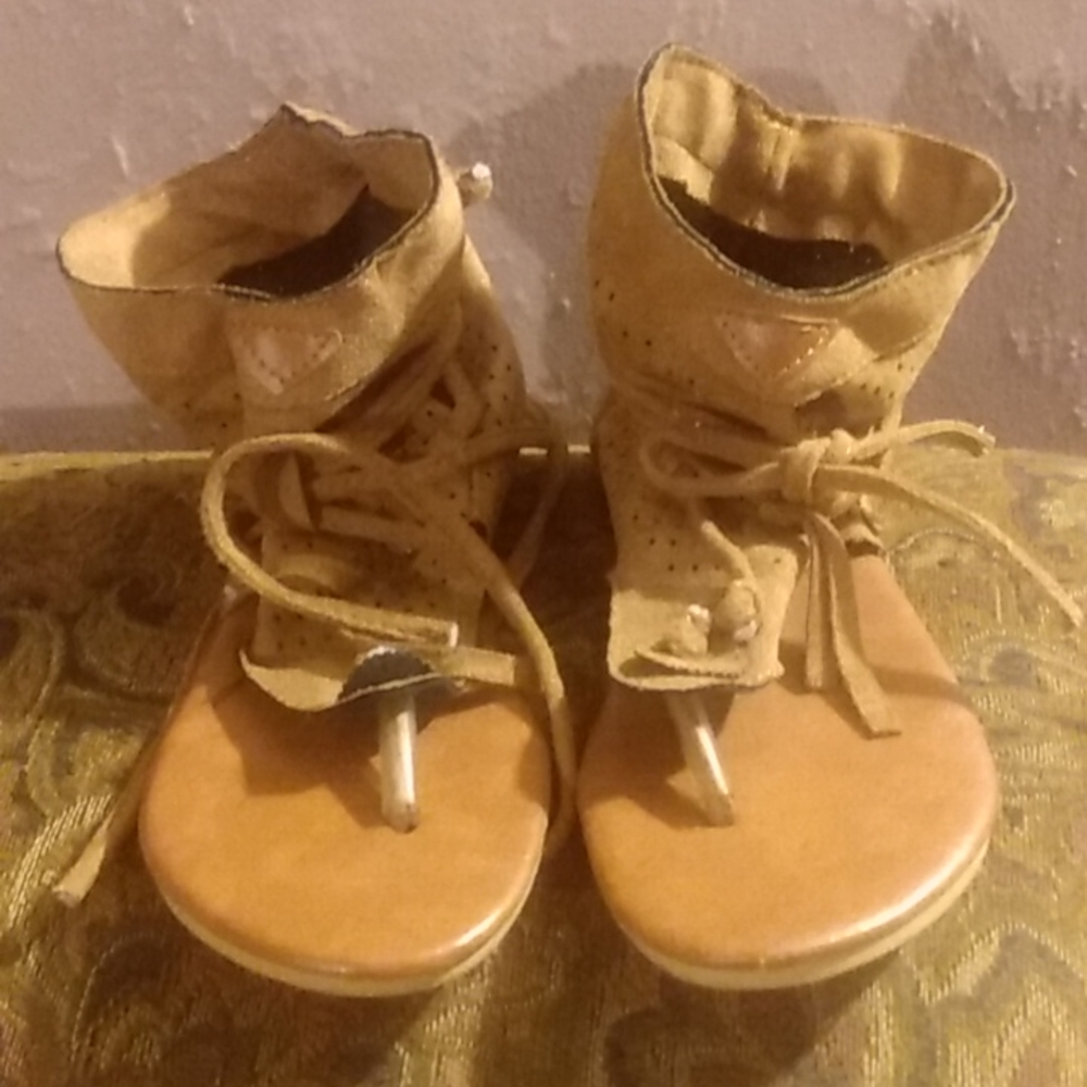 On Hold!Super cute,  bohemian style, faux suede sandals.